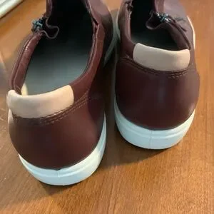 Ecco Brown Leather Loafers with side Zipper and Elastic Panel Men main image 4